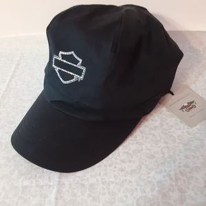 NWT HARLEY DAVIDSON Black Bling Puff Biker Cap